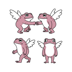Naklejka premium Cute cartoon owls showing emotions and gestures with copy space