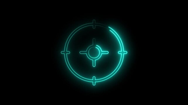 A minimalist digital illustration featuring a vibrant red neon musical note glowing intensely against a solid black background, perfect for music festivals, clubs, and audio-related designs.