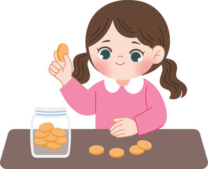 kid saving coins on coin bank financial management