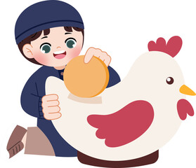 kid saving coins on coin bank financial management