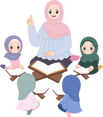 kid attending islamic religious lectures