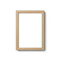 Obraz premium Empty Wooden Photo Frame Isolated on White Background Minimalist Design