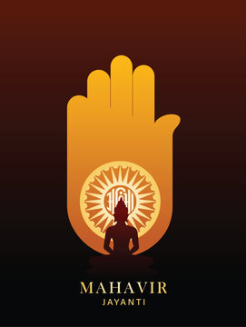 Mahavir Jayanti 2026 Jain festival with sacred symbol vector poster