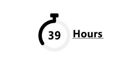 Obraz premium Countdown clock timer illustration. Stopwatch timer hours number. Countdown 39 hours text number.