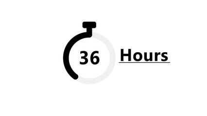 Obraz premium Countdown clock timer illustration. Stopwatch timer hours number. Countdown 36 hours text number.