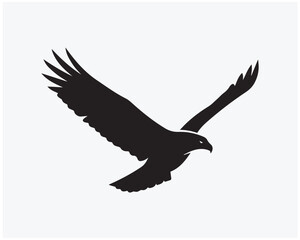Fototapeta premium Flying Eagle Silhouette Vector Icon – Minimal Wildlife Bird Logo Symbol
