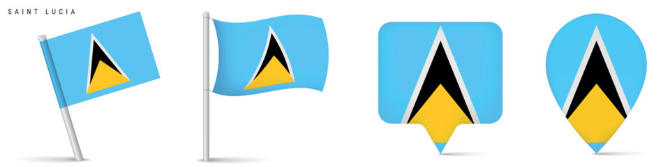 Saint Lucia flag icons collection isolated on white background