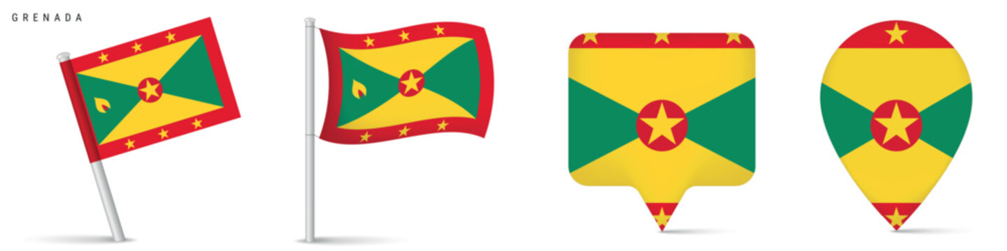 Grenada flag icon set isolated on white background