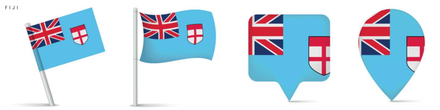 Fiji flag icons collection isolated on white background
