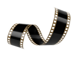 Black Strip with Gold Edges cinema isolated on a transparent background