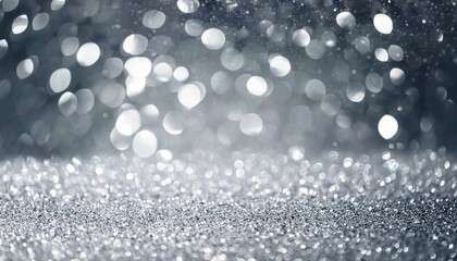 Silver Glitter Christmas Abstract Bokeh Background