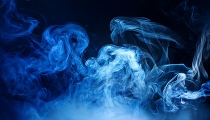 Mystical Atmosphere With Blue Smoke And Mist On Dark Background