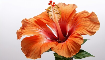 Orange Hibiscus Flower Isolated On Transparent Background