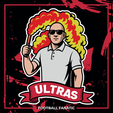 football fanatics ultras hooligan with abstract background vector design