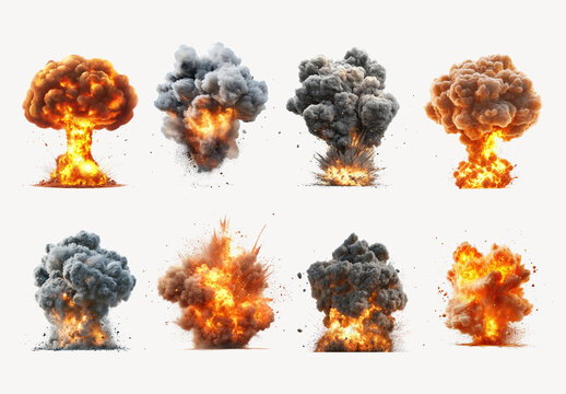 Diverse Explosive Fiery Clouds Element Design Collection