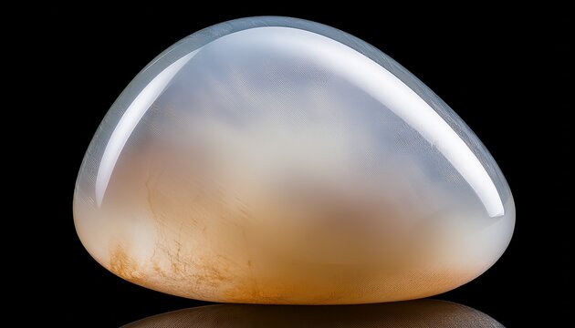 Close Up Of Polished Moonstone Gem Isolated On Transparent Background
