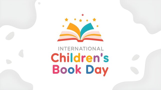 International Chidren's Book Day with open color book cartoon vector design