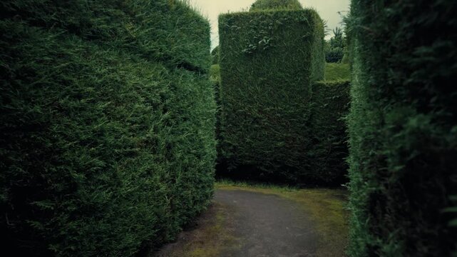 Walking through the hedge labyrinths of Tulc&aacute;n Cemetery topiary garden in Ecuador