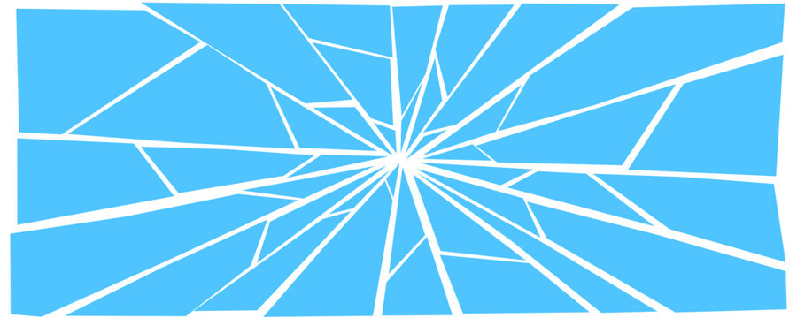 Light grunge broken texture. Damaged shattered glass effect background. Radial cracked lines explosion pattern. Fractured triangle fragments, pieces and shatters concept. Vector debris illustration 