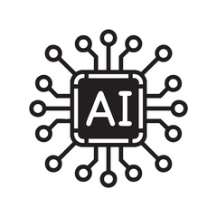 Fototapeta premium Artificial Intelligence Microchip Circuit Board Illustration with Connected Nodes and Wires