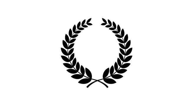 Black Laurel Wreath Icon Symbol Emblem.