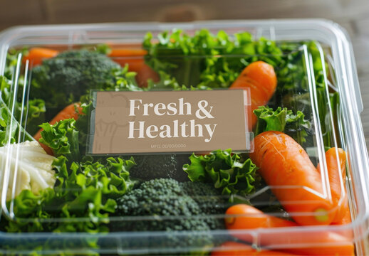 Fresh Vegetables Plastic Container Mockup PSD