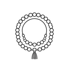 Obraz premium Line Art Illustration of Prayer Beads Necklace with Tassel.