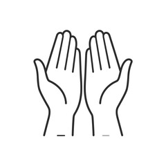 Obraz premium Open Hands Praying or Asking for Help Line Art.