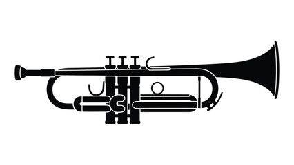 A black and white image of a trumpet isolated on white background, Vector © MehediHasan