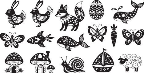 Black and white of animals, plants, and in various patterns © MdAbu