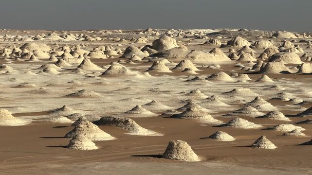 Many chalk cone formations in White Desert National park