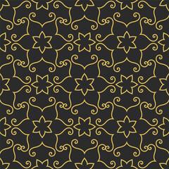 Vintage royal seamless pattern in Victorian style. Vector luxury fabric swatch with golden retro ornament