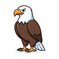 Obraz premium Cartoon Style Proud Eagle Staring Side Profile Isolated Illustration