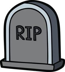 A stylized cartoon like gravestone rendered in gray and black vector illustration EPS PNG file
