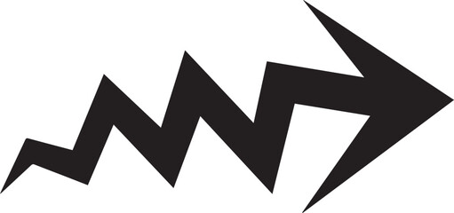 Black Zigzag Upward Growth Arrow Vector Icon  © MDABDUL