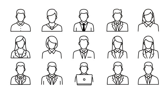 Collection of diverse outline avatars representing people in various roles.