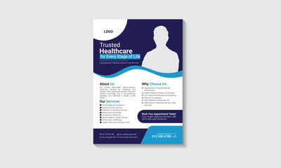 Modern Medical Flyer Template Design, Healthcare Flyer Vector, medical poster 