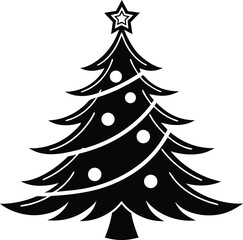 Obraz premium Christmas Tree Illustration Design. Festive Christmas Tree Artwork. Holiday Christmas Tree Layout. Winter Christmas Tree Illustration. Decorated Christmas Tree Design. Minimal Christmas Tree Artwork
