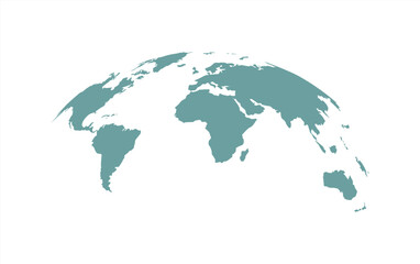 Obraz premium Curved Earth World Map Vector – Global Business, Travel & International Concept,Africa, Asia, Europe, America & Australia Vector.