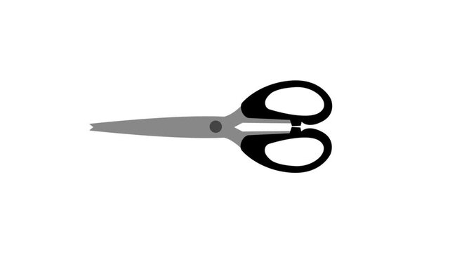 Minimal scissors cutting animation isolated on white background