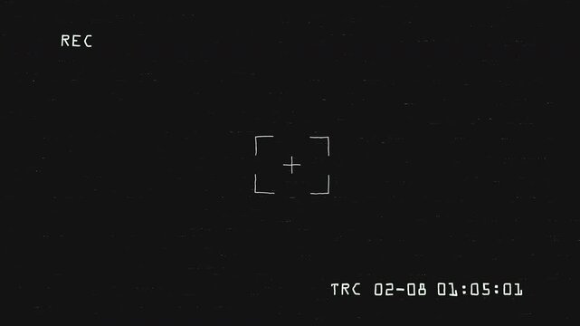 Analog CCTV Investigation Recording Screen Overlay with Focus Frame, REC and TRC Timecode, 4K Alpha Channel