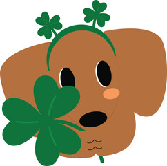 Cute Cartoon Dog Celebrating St. Patrick's Day with Shamrocks