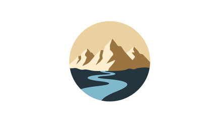 Obraz premium Mountain Landscape River Scene Illustration Design.
