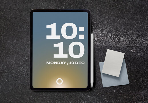 Digital Tablet Mockup With Stylus Display PSD