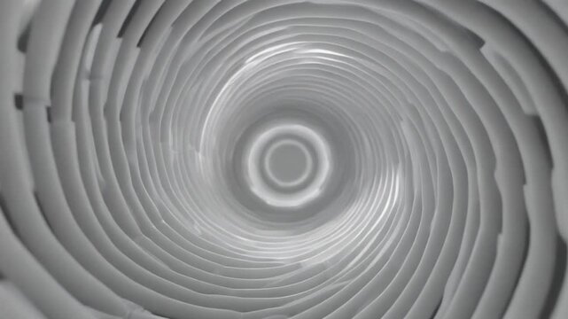 Aerial view of a spiral pattern with concentric circles in a gray tunnel