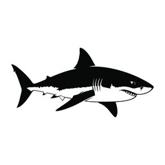 Obraz premium Powerful shark swimming in the deep blue ocean a marine predator illustration