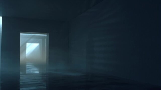 Dark Room with Open Door and Light Shining Through