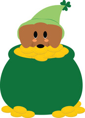 Lucky Puppy in a Pot of Gold for St. Patrick's Day