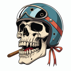 Vintage Biker Skull Helmet Vector Art © ataya