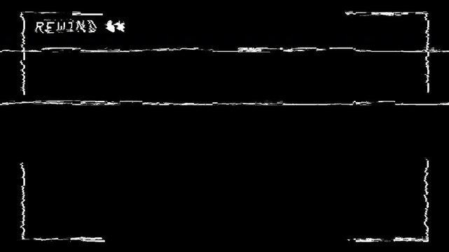Analog Surveillance Footage Playback Featuring Glitchy Rewind Text, Static Interference, and Vintage Aesthetic